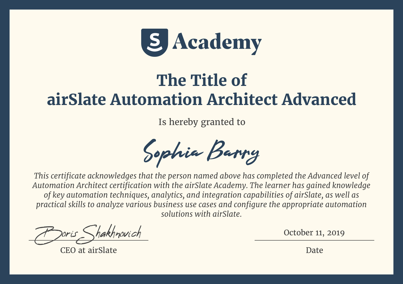 Learn automation certificate