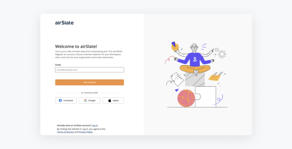 airSlate onboarding screen