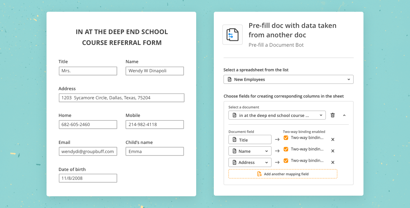 Here's how Pre-fill Doc to Doc Bot populates documents with data taken from another document