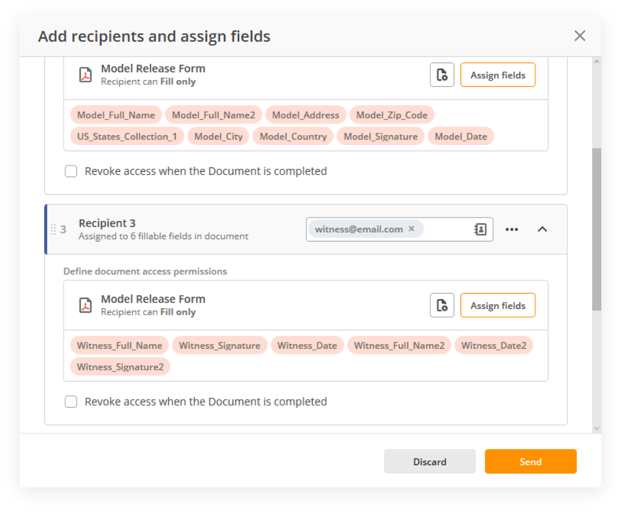 Add recipients and assign fields in airSlate