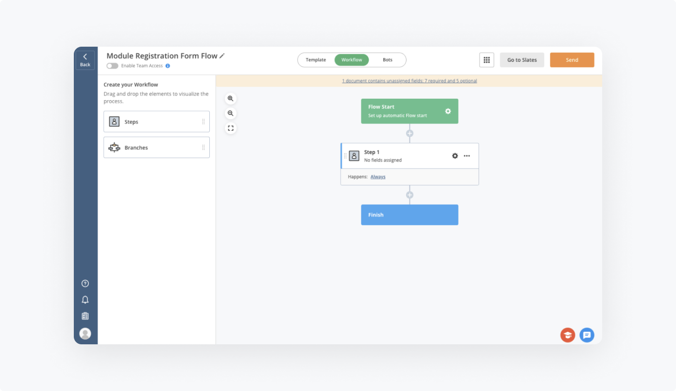 Module Registration Form Flow by airSlate - workflow visualization